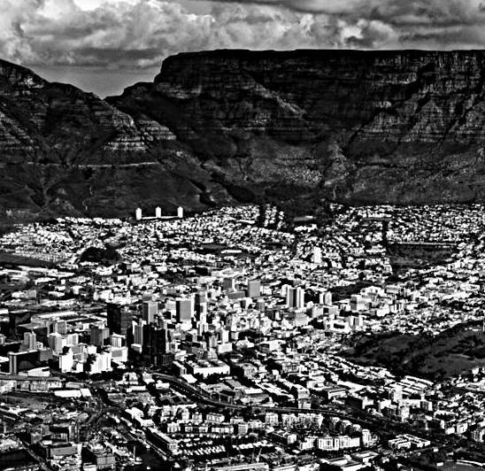 cape town skyline and table mountain  square 2985 by Black And White