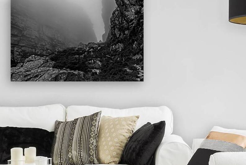 foggy platte klip gorge trail table mountain  hor by Black And White
