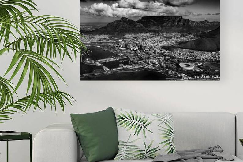cape town skyline and table mountain  horizontal by Black And White