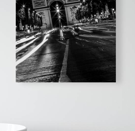 champs elysees traffic at night  square 2491 Cham by Black And White