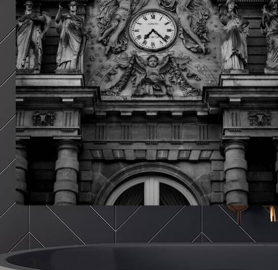clock atop french senate building  square 3460 El by Black And White