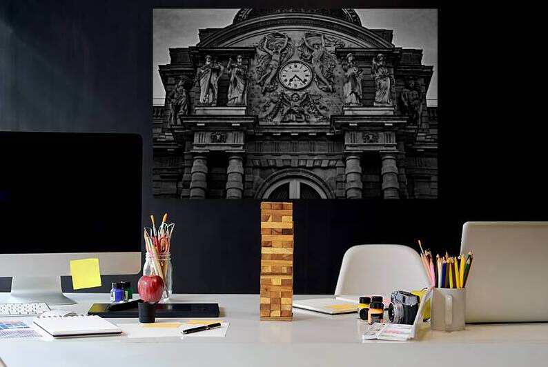 clock atop french senate building  horizontal 346 by Black And White