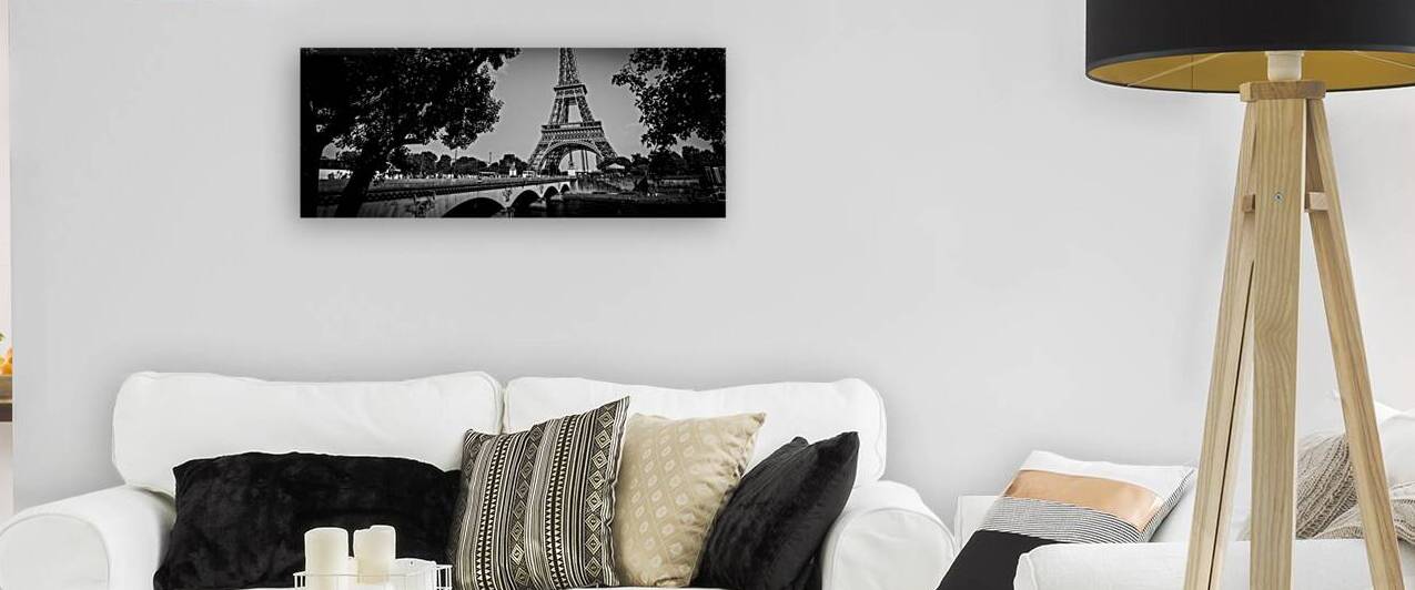eiffel tower from rive droite  panoramic 2441 Dro by Black And White