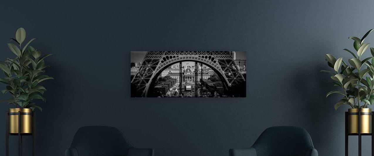 eiffel tower from trocadero gardens  panoramic 24 by Black And White