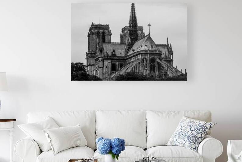 notre dame de paris steeple  horizontal 3453 Flec by Black And White