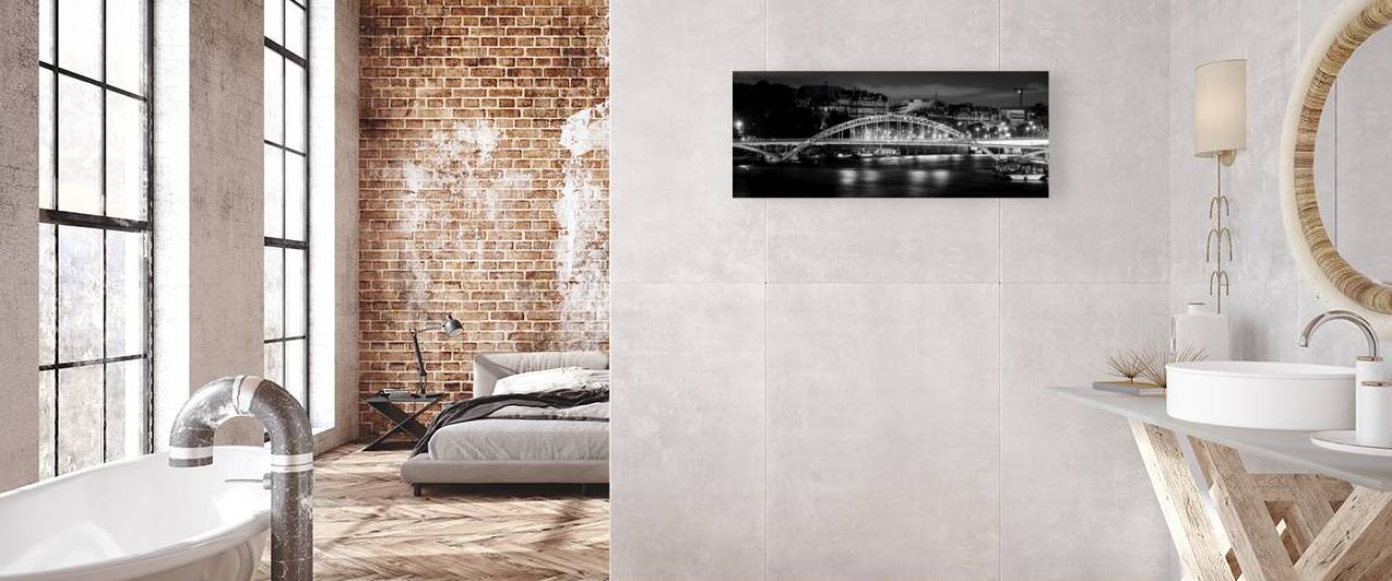 pedestrian bridge over river seine  panoramic 248 by Black And White