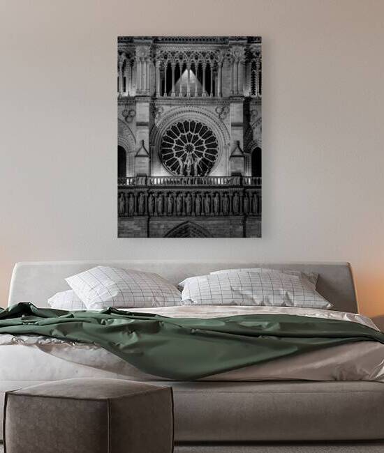 western facad of notre dame de paris at night  ve by Black And White