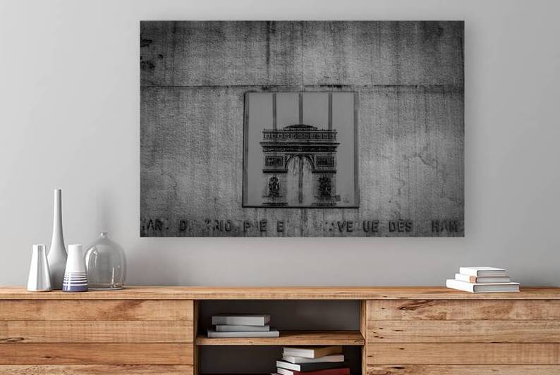 sign above arc de triomphe tunnel  horizontal 251 by Black And White