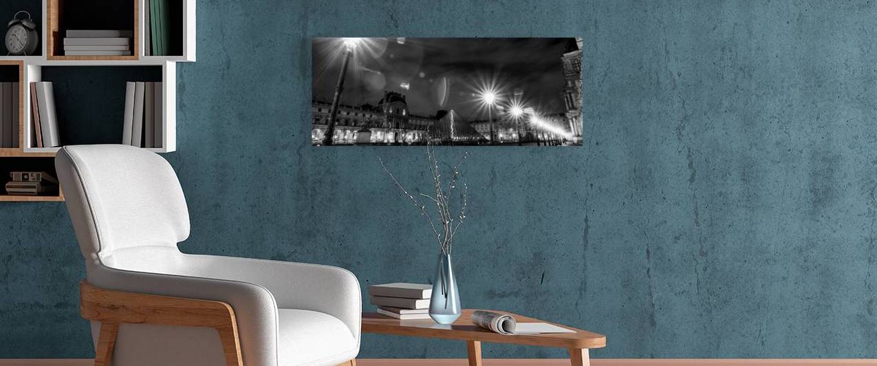 the louvre at night  panoramic 3459 DuLouvre 13k. by Black And White