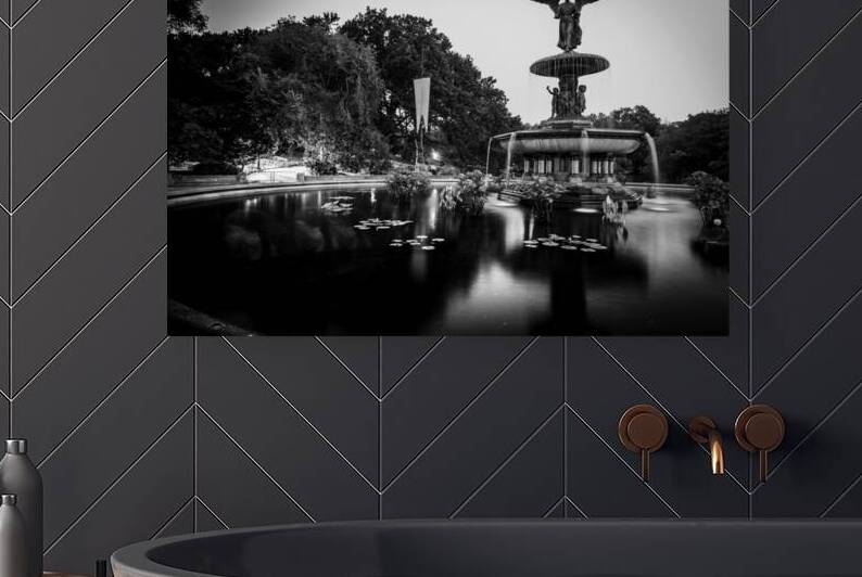bethesda fountain central park  horizontal 1405 B by Black And White