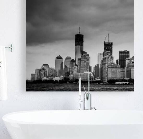 battery park lower manhattan skyline  square 1402 by Black And White
