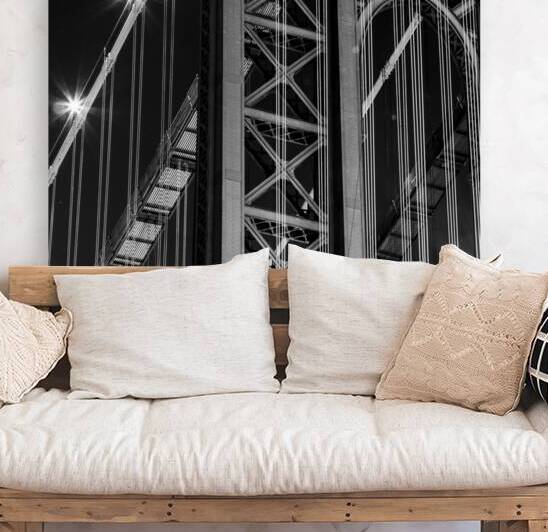 close up manhattan bridge  square 1469 Moisseiff by Black And White