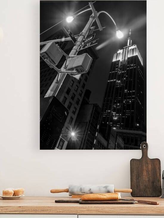 empire state building night 31st street  vertical by Black And White
