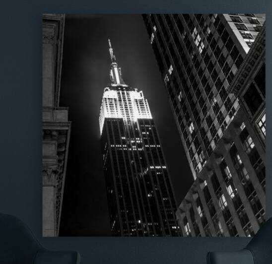 empire state building at night  square 1436 Empir by Black And White