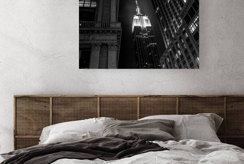 empire state building at night  horizontal 1436 E by Black And White