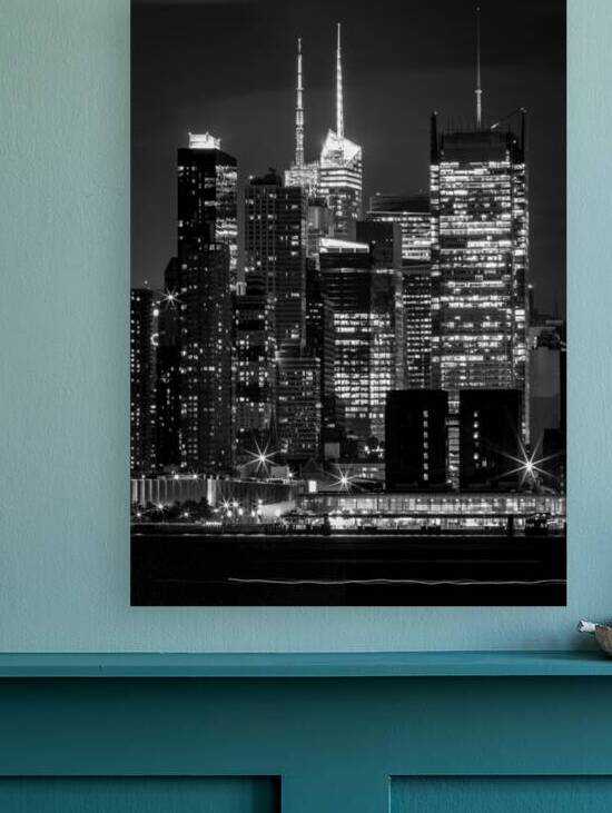 midtown manhattan skyline at night  vertical 1457 by Black And White