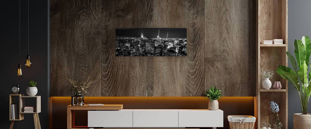 midtown from rockafeller center at night  panoram by Black And White