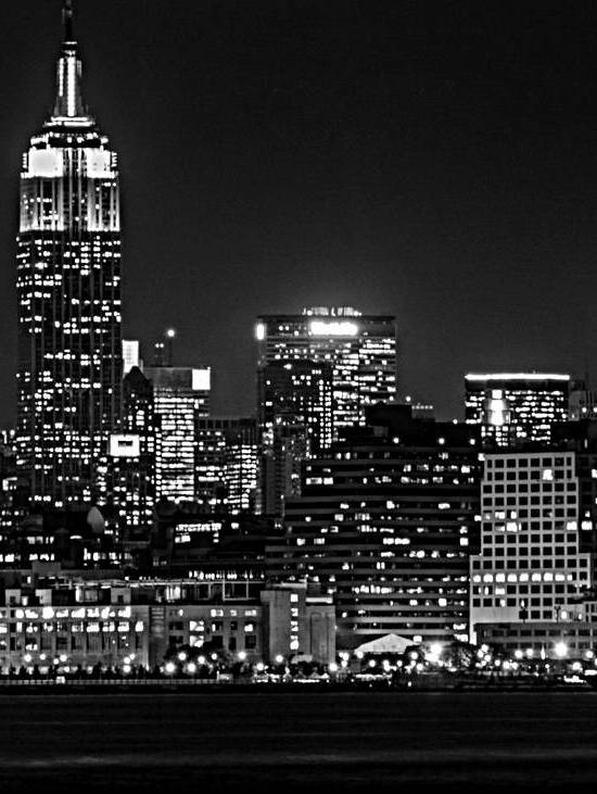 midtown manhattan skyline at night  vertical 370 by Black And White