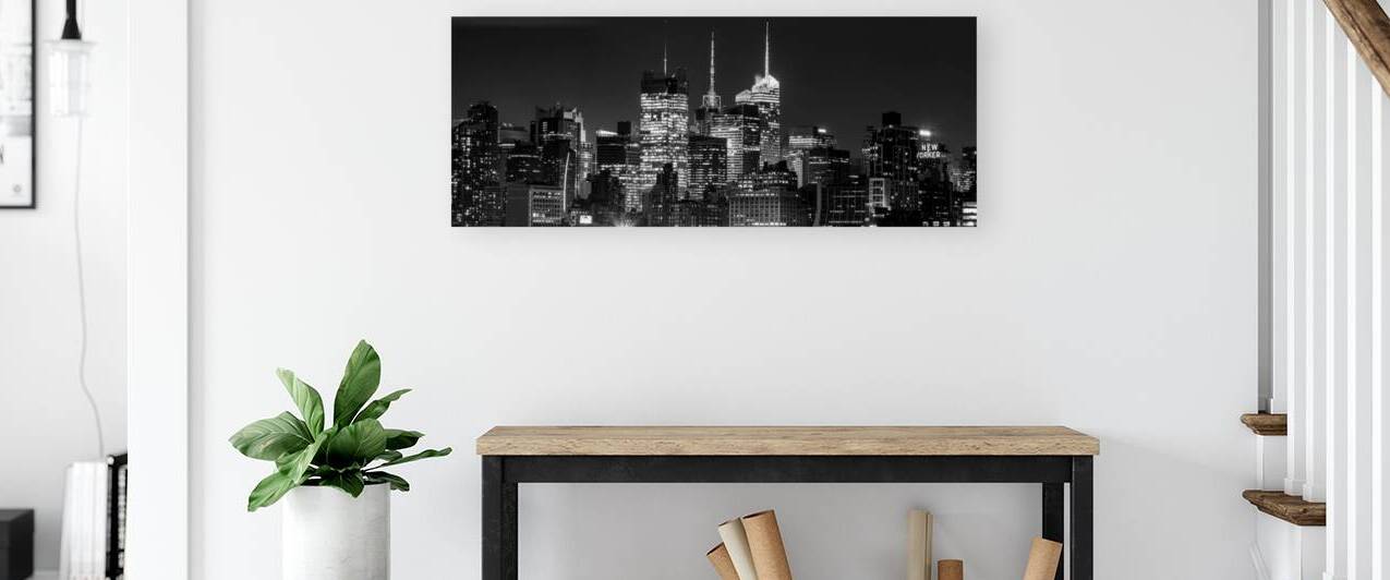 midtown manhattan new yorker sign  panoramic 1471 by Black And White