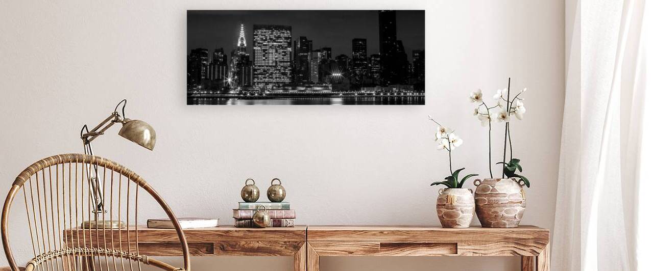 new york skyline un building  panoramic 1394 Nati by Black And White