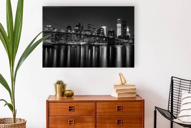 new york city skyline with brooklyn bridge at nig 1708029310.2526 by Black And White
