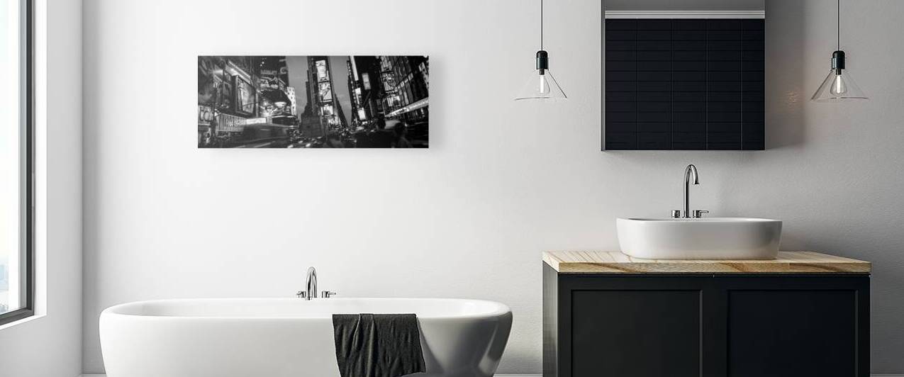 times square cityscape dusk  panoramic 384 Square by Black And White