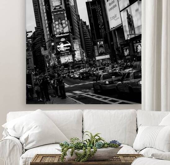 times square traffic jam rush hour  square 375 Pe by Black And White