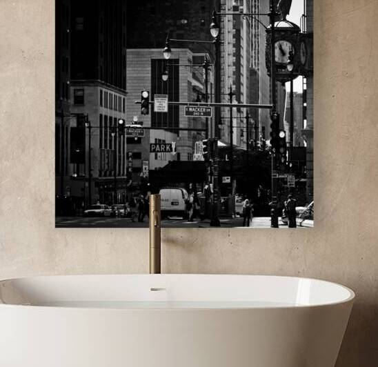 chicago cityscape wacker wabash  square 2030 Park by Black And White