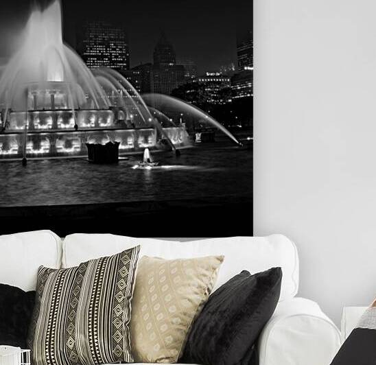 buckingham fountain at night grant park  square 5 by Black And White