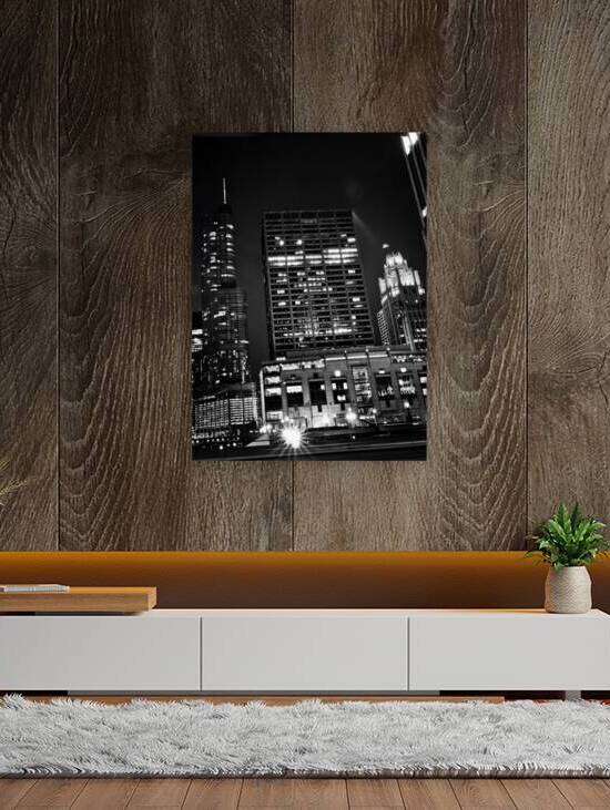 chicago city skyline from university of chicago by Black And White
