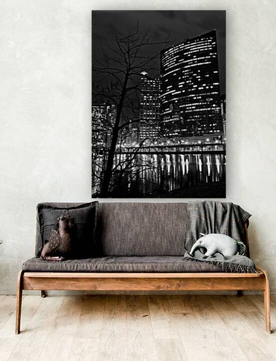 333 west wacker building at night  vertical 53 Bu by Black And White