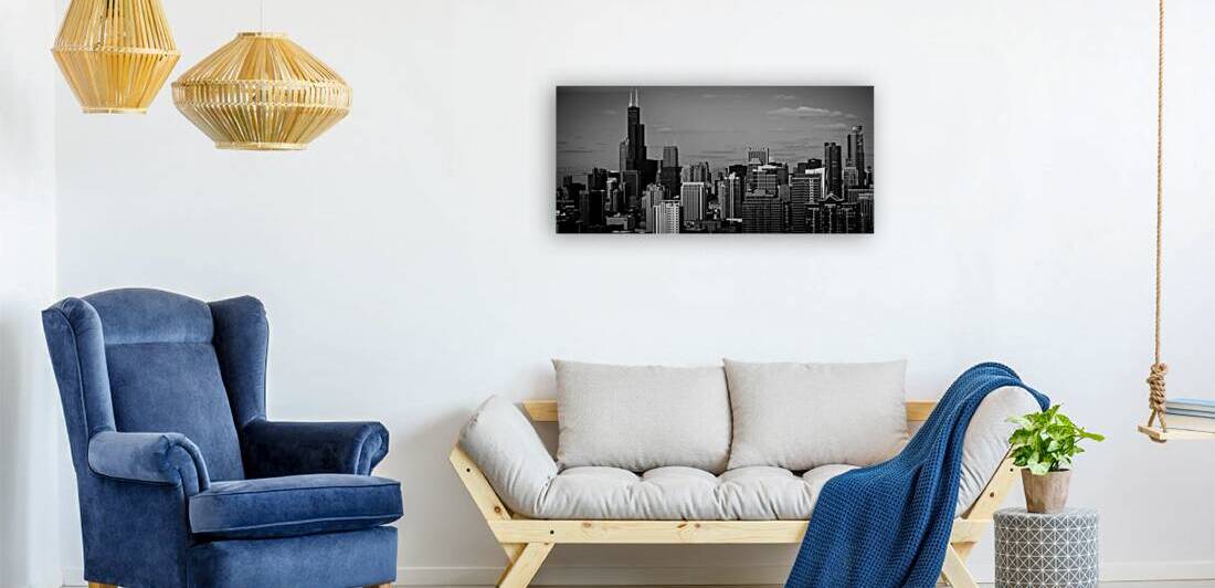 downtown chicago willis tower  panoramic 1210 Pra by Black And White