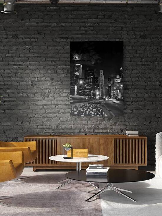 magnificent mile at night  vertical 73 Michigan 1 by Black And White
