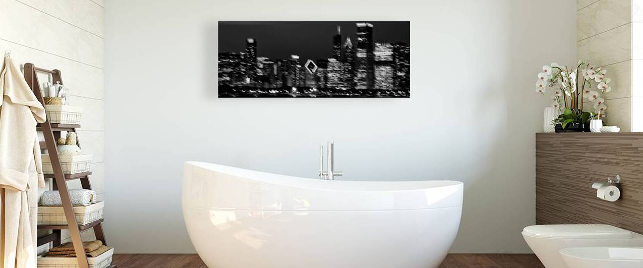 prudential portiong chicago skyline blurry  panor by Black And White