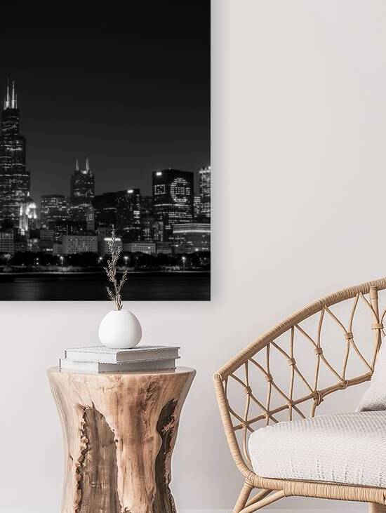 sears tower go cubs chicago skyline  vertical 307 by Black And White