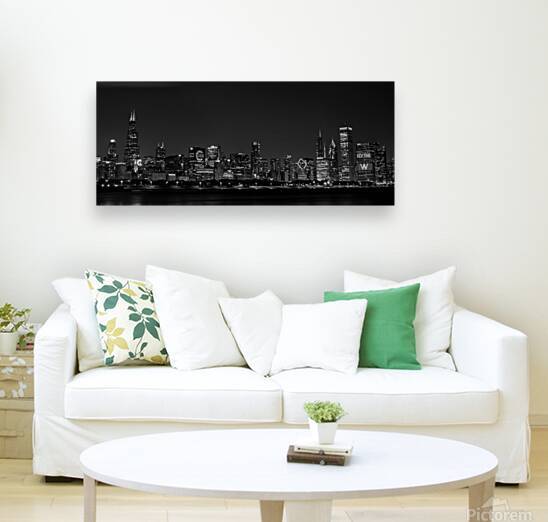 sears tower go cubs chicago skyline  panoramic 30 by Black And White