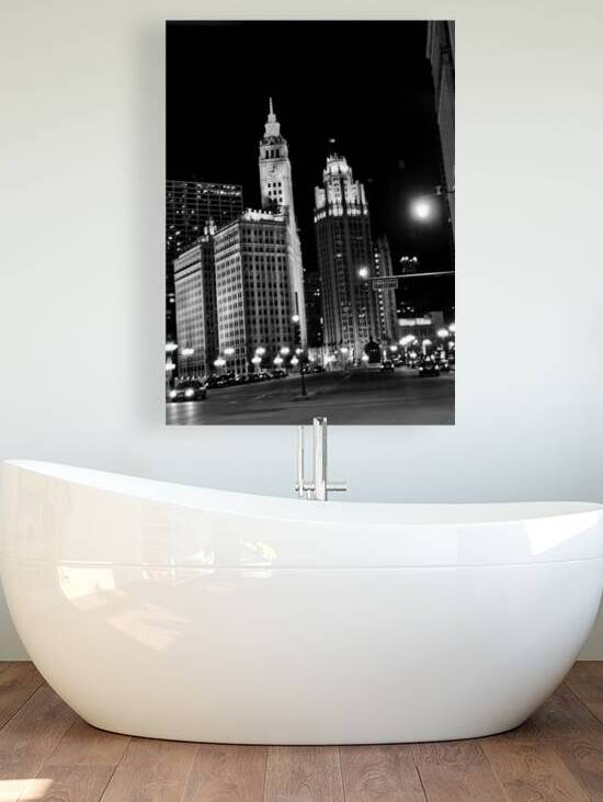 upper wacker drive at nightq  vertical 1219 Upper by Black And White