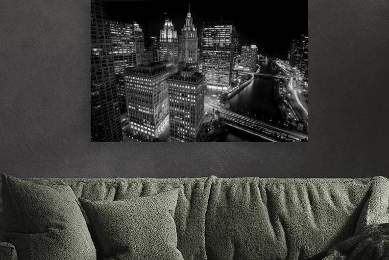 view from trum chicago at night  horizontal 2570 by Black And White
