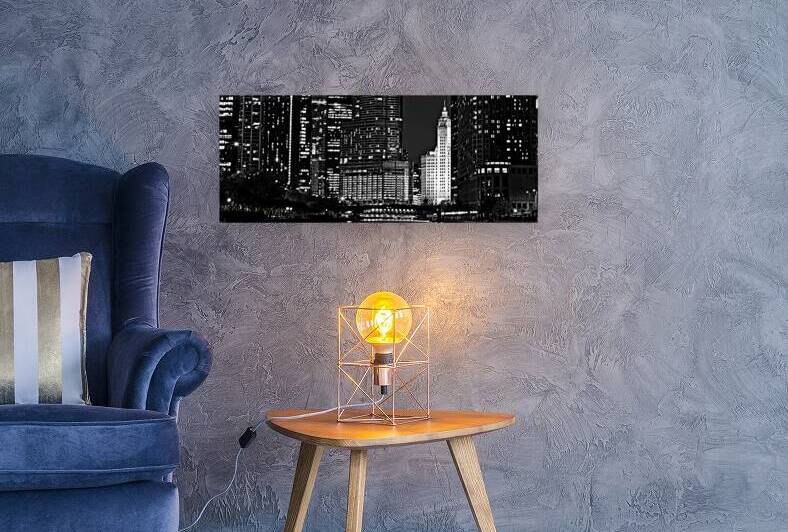 trump tower from lakeshore drive  panoramic 1366 by Black And White