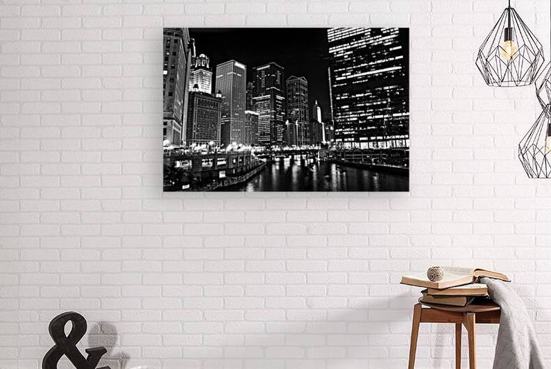 wacker drive chicago riverwalk at night  horizont by Black And White