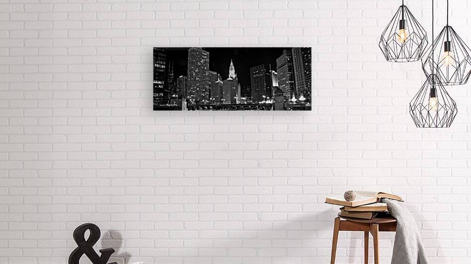 wrigley building and chicago river at night  pano by Black And White