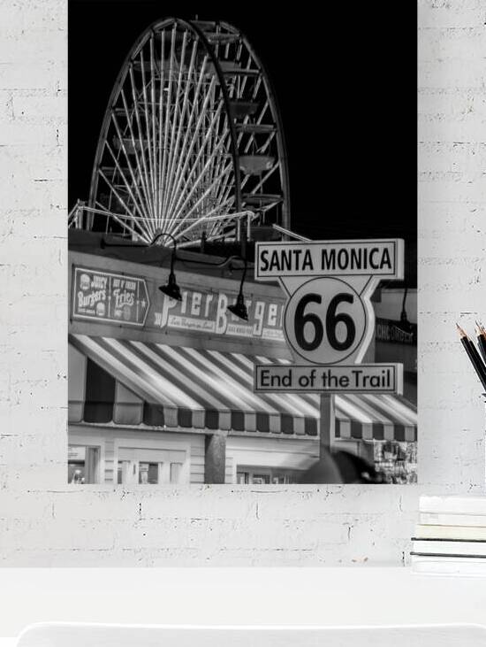 end of route 66 santa monica  vertical 2198 Trail by Black And White