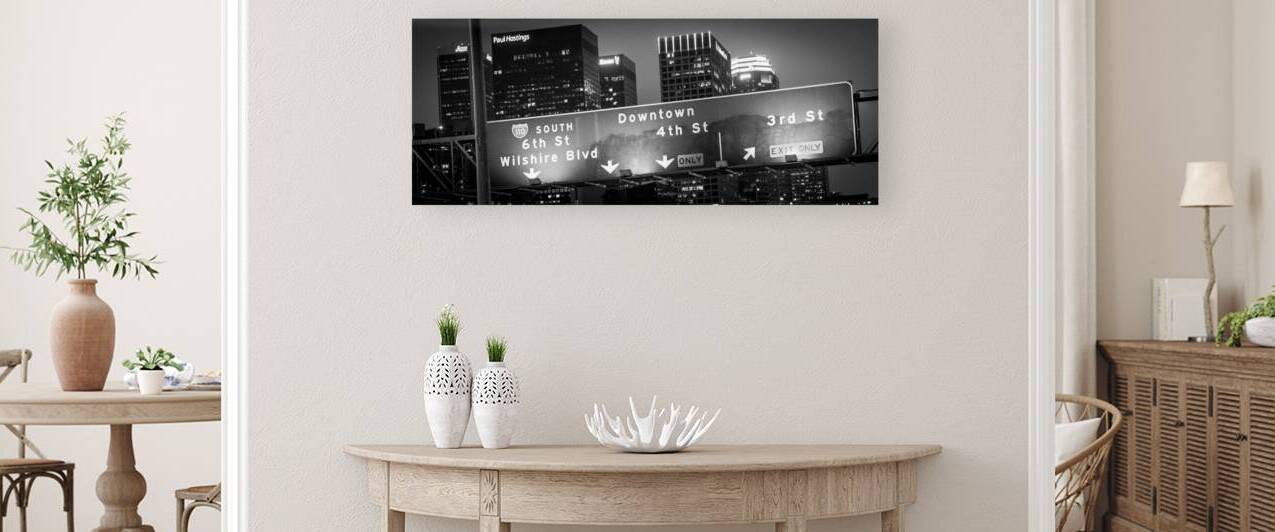 downtown LA and 4th street exit  panoramic 2168 H by Black And White
