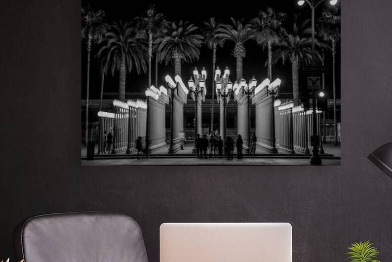 LACMA lamps at night wilshire blvd  horizontal 21 by Black And White
