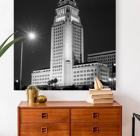 los angeles city hall at night  square 2751 Netwo by Black And White