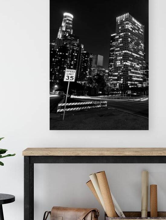 los angeles skyline west fourth street  vertical by Black And White