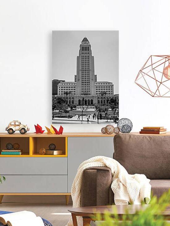 los angeles city hall building  vertical 2761 Lin by Black And White