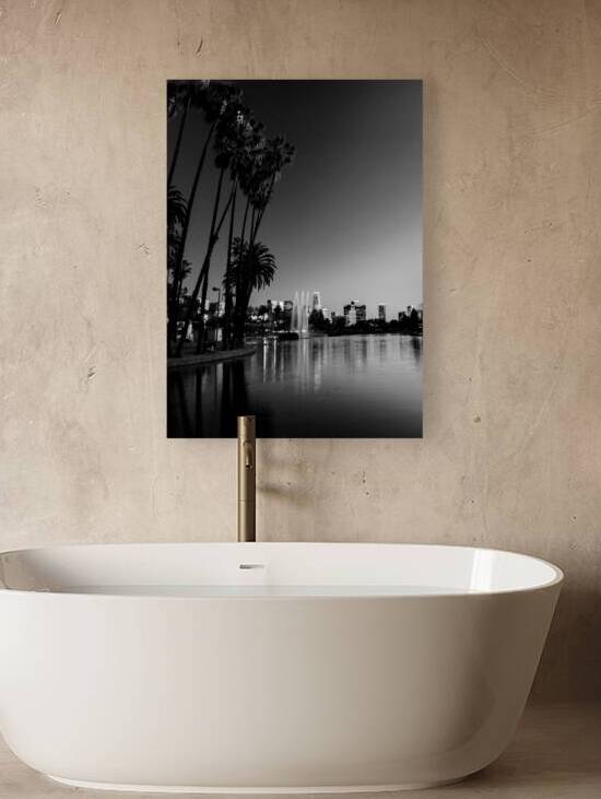 los angeles skyline echo park glendale blvd  vert by Black And White