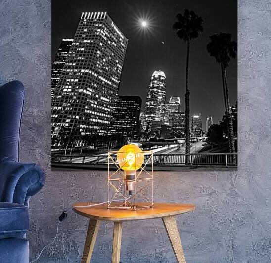 los angeles at night 4th street  square 2134 Ange by Black And White