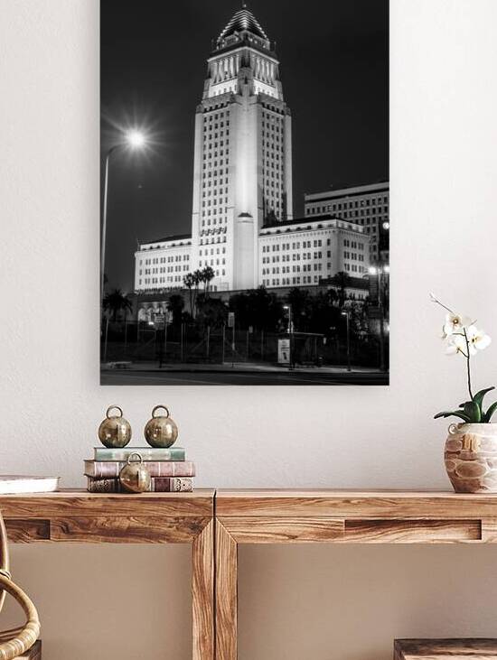 los angeles city hall at night  vertical 2751 Net by Black And White